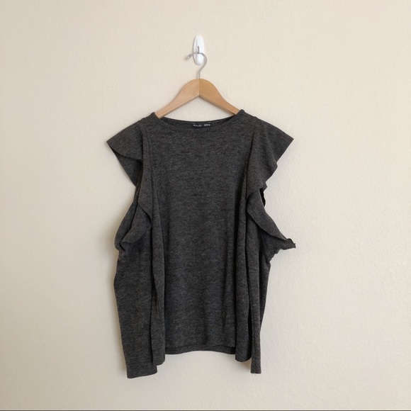 Zara • Ruffle Cold Shoulder Sweater - Picture 2 of 5